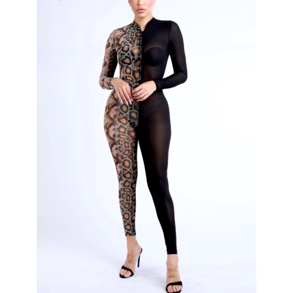 Snake Skin and Black Sexy Jumpsuit (New)